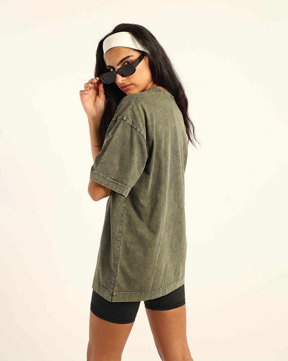 Olive Green Acid Washed Oversized Tee Washed Oversized Tee IN YOUR SHOE XL 