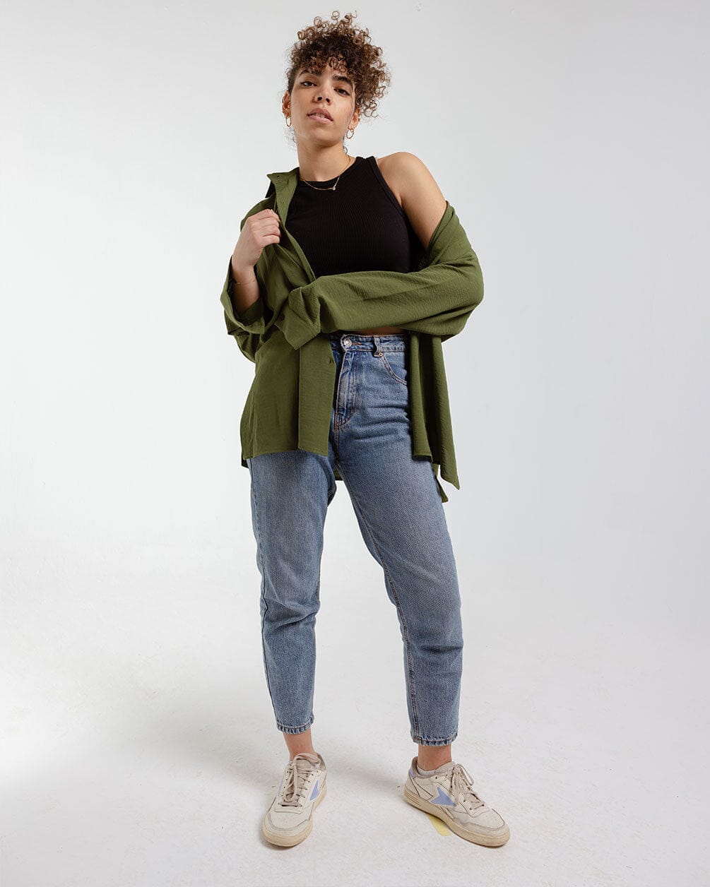 Olive Green Oversized Shirt Women Shirts IN YOUR SHOE 