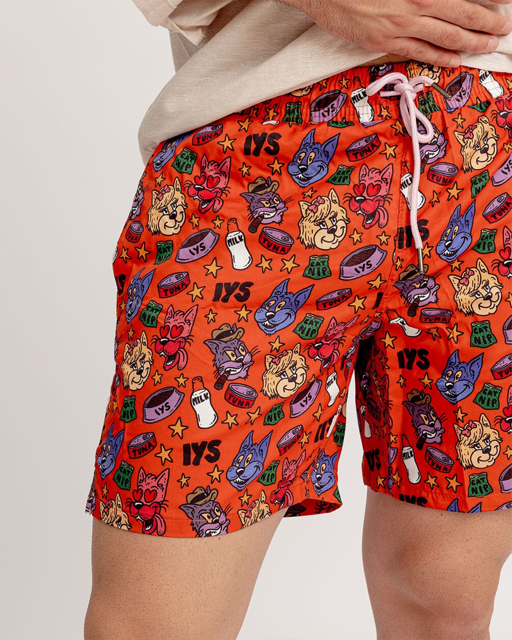 Orange Tuna Cat - Swim Shorts Swim Shorts IN YOUR SHOE 