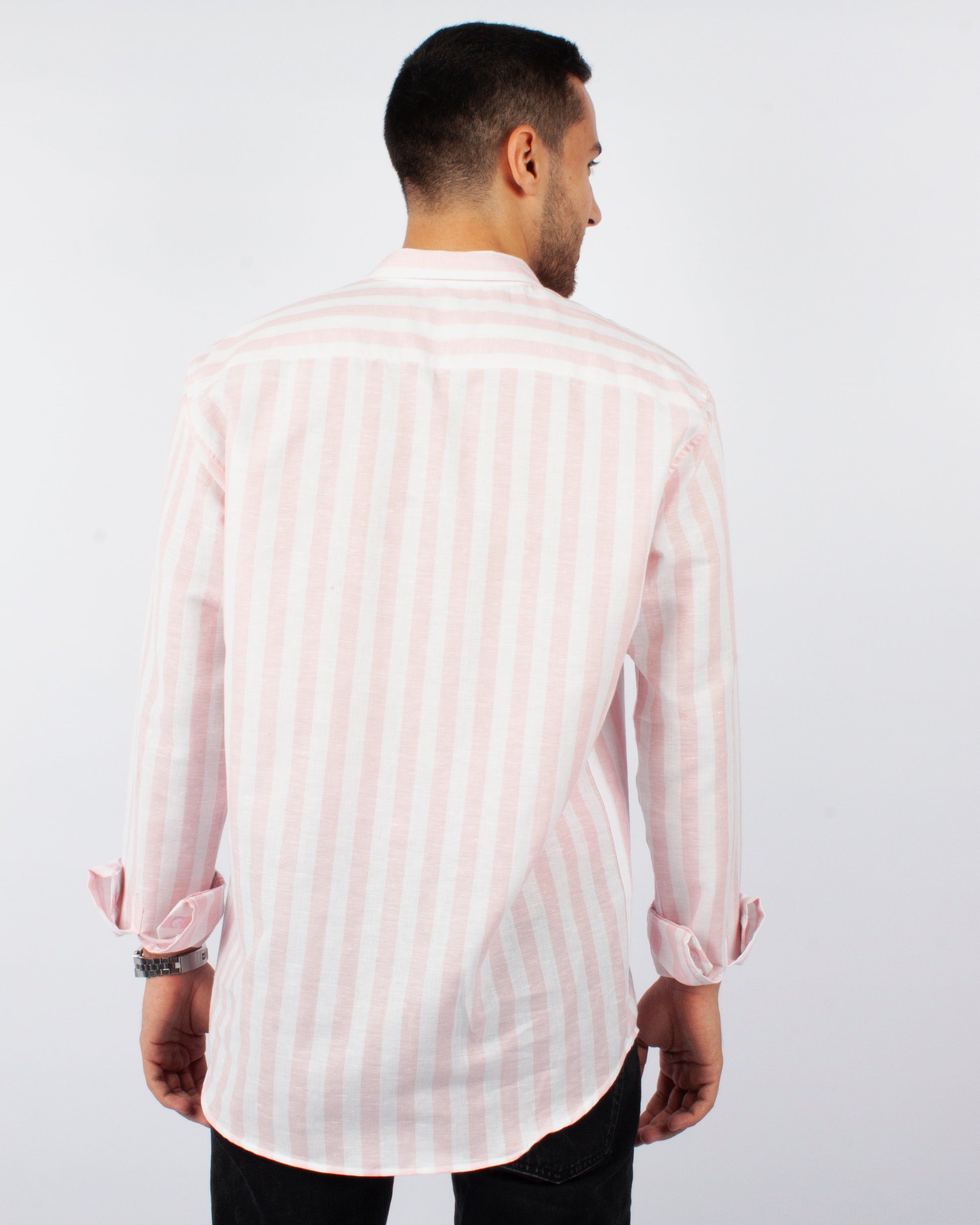 Pink Striped Linen Shirts Men Shirts IN YOUR SHOE 