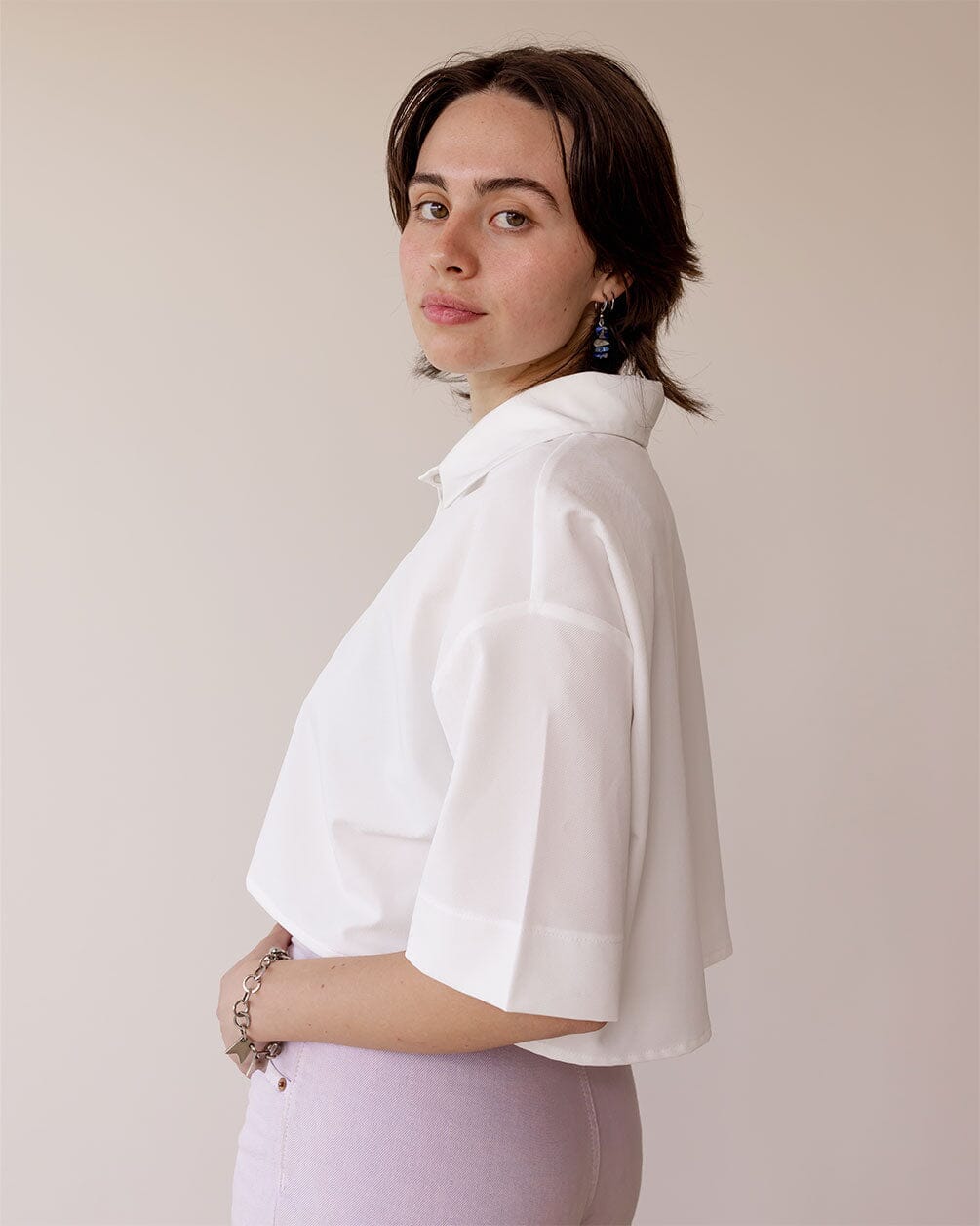 White Cropped Shirt